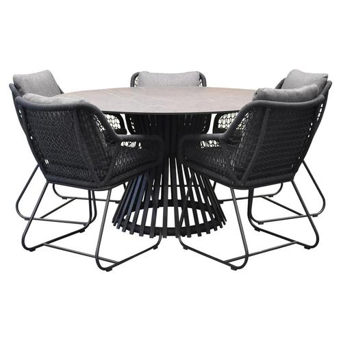 Savona Pasadena dining tuinset 140xH75 cm rond 6 delig, Tuin en Terras, Tuinsets en Loungesets, Nieuw, Ophalen of Verzenden