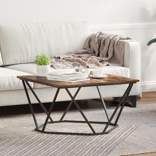 vidaXL Salontafel 80x80x45 cm bewerkt hout gerookt, Huis en Inrichting, Tafels | Salontafels, 50 tot 100 cm, Vierkant, Nieuw, Overige houtsoorten
