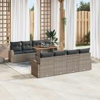 vidaXL Tuin Sofa Set met opslag 9 pcs Grijs Poly riet, Verzenden, Nieuw, Rotan