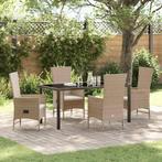 vidaXL Set Buitenstoelen 5 pcs Beige en Crème Wit 160 x 80 x, Verzenden, Nieuw, Rotan
