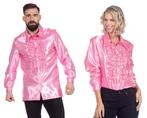 Ruchesblouse satijn roze, Kleding | Dames, Carnavalskleding en Feestkleding, Ophalen of Verzenden, Nieuw