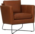 Leren design fauteuil - Diepe zit - Echt leer, Modern, Comfo, Huis en Inrichting, Fauteuils, Nieuw, Ophalen of Verzenden, 50 tot 75 cm