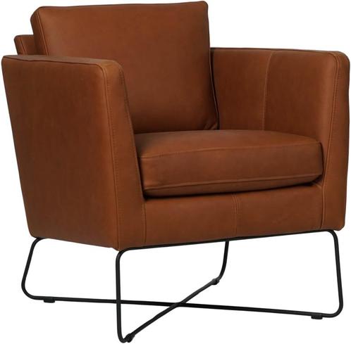 Leren design fauteuil - Diepe zit - Echt leer, Modern, Comfo, Huis en Inrichting, Fauteuils, 50 tot 75 cm, 75 tot 100 cm, Nieuw