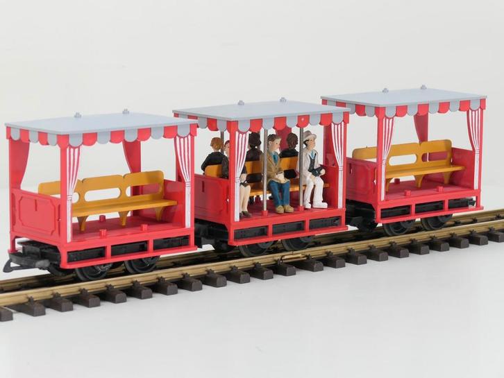 LGB 3041 Set van 3 Veldbaanwagons , 6 Figuren, Hobby en Vrije tijd, Modeltreinen | Overige schalen, Wagon, Gebruikt, LGB, Analoog