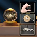 Kristallen 3D Bol Nachtlamp LED met Houten Basis, Verzenden, Nieuw