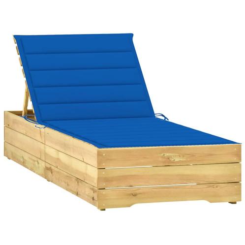 vidaXL Ligbed met koningsblauw kussen geïmpregneerd, Tuin en Terras, Ligbedden, Nieuw, Verzenden