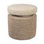 *WOONWINKEL* Dutchbone Sen Ronde Poef Beige Boucle Stof, Verzenden, Nieuw