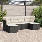 vidaXL 6-delige Loungeset met kussens poly rattan zwart, Verzenden, Nieuw, Rotan, Loungeset