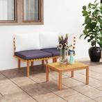 vidaXL 2-delige Loungeset met kussens massief acaciahout, Verzenden, Nieuw, Hardhout, Loungeset