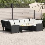 vidaXL Tuinbank met kussens poly rattan zwart, Tuin en Terras, Verzenden, Nieuw, Rotan, Meer dan 8 zitplaatsen