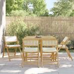 vidaXL Bistrostoelen 6 st inklapbaar met kussens bamboe, Tuin en Terras, Tuinstoelen, Verzenden, Nieuw, Hout