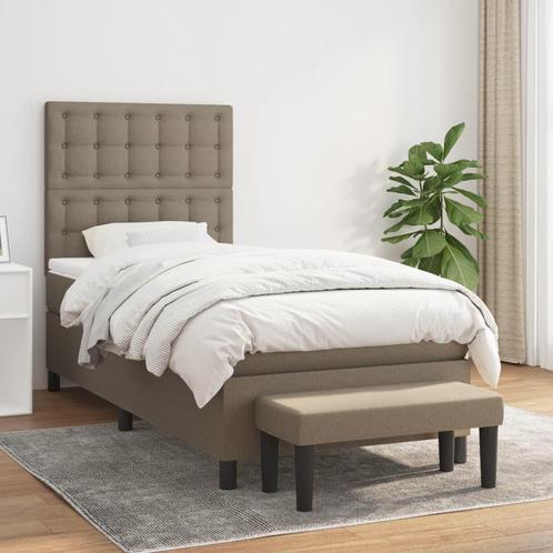 vidaXL Boxspring met matras stof taupe 90x200 cm, Huis en Inrichting, Slaapkamer | Bedden, 90 cm, 200 cm, Eenpersoons, Nieuw, Stof
