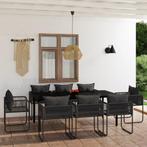 vidaXL 9-delige Tuinset zwart, Verzenden, Nieuw, 8 zitplaatsen, Rvs
