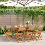 vidaXL Tuinstoelen 8 st inklapbaar stof en massief hout, Tuin en Terras, Tuinstoelen, Verzenden, Nieuw, Hout