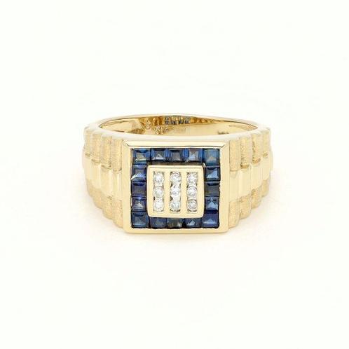 Ring - 14 karaat Geel goud Saffier - Diamant, Sieraden, Tassen en Uiterlijk, Ringen