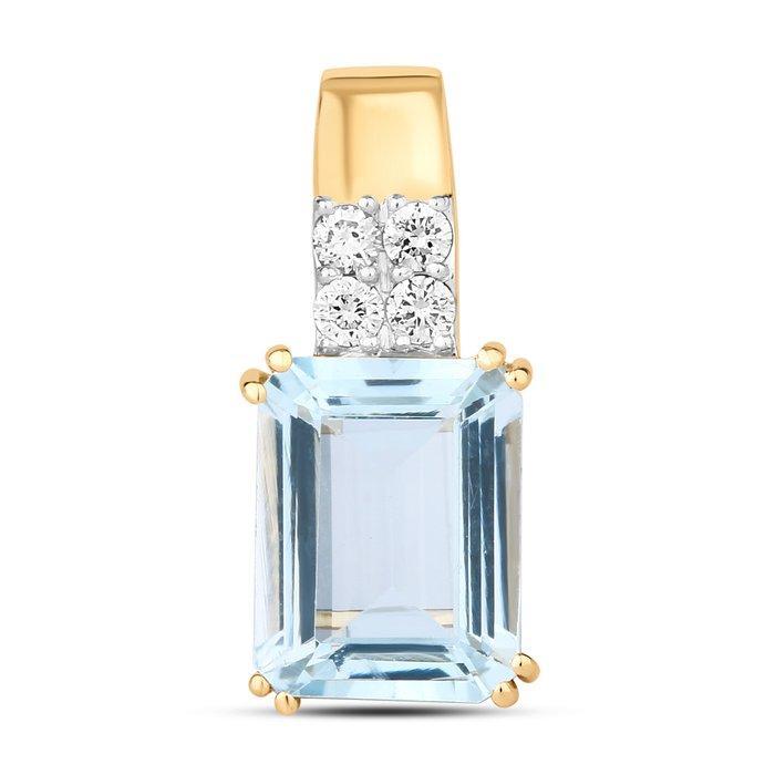 Hanger - 14 karaat Geel goud - 1.99ct. tw. Aquamarijn -, Sieraden, Tassen en Uiterlijk, Antieke sieraden
