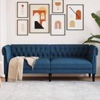 vidaXL Driezitsbank Chesterfield-stijl stof blauw, Huis en Inrichting, Banken | Bankstellen, Verzenden, Nieuw, Driepersoons, Stof