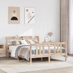 vidaXL Bedframe met hoofdbord massief grenenhout 120x200 cm, Bruin, Verzenden, Nieuw, Twijfelaar