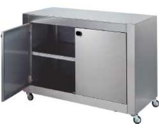RVS kast met 2 deuren en wielen HorecaTraders, Zakelijke goederen, Horeca | Meubilair en Inrichting, Verzenden