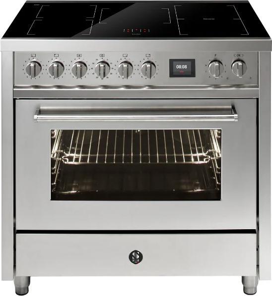 Steel EQ9F-5FIW inductie fornuis - roestvrijstaal, Witgoed en Apparatuur, Fornuizen, 60 cm of meer, Vrijstaand, 5 kookzones of meer