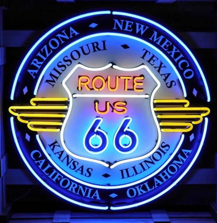 Route 66 All States Neon Verlichting XL 100 x 100 cm, Verzamelen, Merken en Reclamevoorwerpen, Ophalen