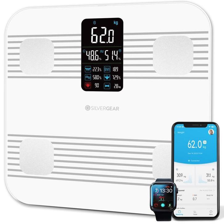 Silvergear smart personenweegschaal - wit - 29,9 x 29,9 x, Witgoed en Apparatuur, Weegschalen, Nieuw, Verzenden