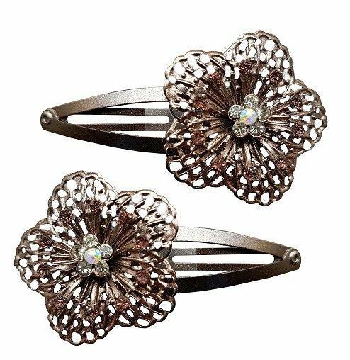 Haarspeld Klikklak Opengewerkte Bloem Bruin, Sieraden, Tassen en Uiterlijk, Uiterlijk | Haarverzorging