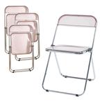 Klapstoel set van 4 Pornainen 74x46x47 cm roze transparant [, Verzenden, Nieuw