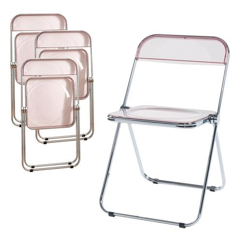 Klapstoel set van 4 Pornainen 74x46x47 cm roze transparant [, Huis en Inrichting, Stoelen, Nieuw, Verzenden