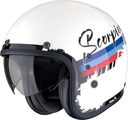 Scorpion Belfast Evo Adonis Wit Rood Blauw Jethelm, Motoren, Kleding | Motorhelmen, Jethelm, Heren, XS, Nieuw met kaartje, Overige merken
