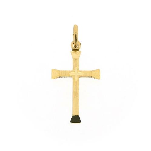 Gouden hanger van een kruis (religieus, kruis kettinghanger), Sieraden, Tassen en Uiterlijk, Bedels, Gebruikt, Overige merken