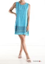 Boho jurk in vintage design stof zonder mouwen in LICHT, Nieuw