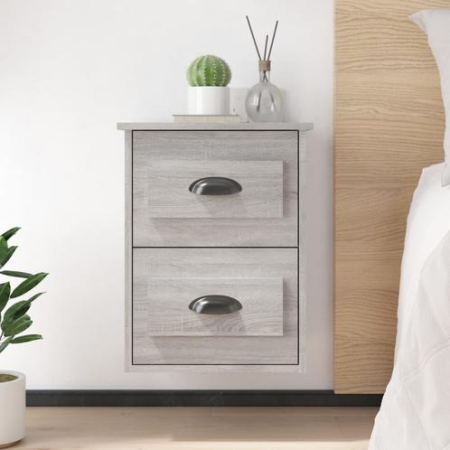 vidaXL Nachtkastjes 2 st wandgemonteerd 41,5x36x53 cm grijs, Huis en Inrichting, Slaapkamer | Nachtkastjes, Nieuw, Minder dan 45 cm