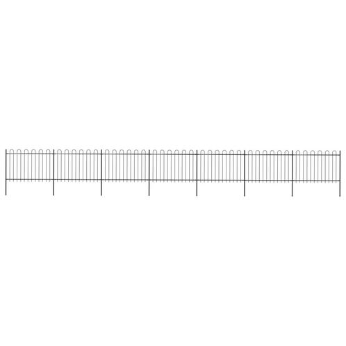 vidaXL Tuinhek met ronde bovenkant 11,9x1,2 m staal zwart, Tuin en Terras, Schuttingen, Nieuw, IJzer, 1 tot 2 meter, Verzenden