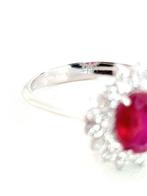 Ring - 18 karaat Witgoud Robijn - Diamant, Sieraden, Tassen en Uiterlijk, Ringen, Nieuw