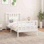 vidaXL Bedframe met hoofdbord massief hout wit 90x200 cm, 90 cm, Eenpersoons, Verzenden, Wit