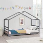 Kinderbed huisbed met bedbodem 90x200 cm donkergrijs, Nieuw, Verzenden