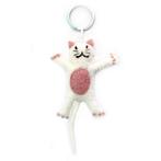 Vilten Sleutelhanger/tashanger kat wit - 9cm NIEUW, Ophalen of Verzenden, Nieuw