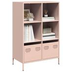 vidaXL buffetkast 68x39x103,5 cm staal roze, Verzenden, Nieuw, Metaal