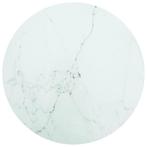 Tafelblad Ã60 Gehard Glas - Tweedekansje - Wit Marmer De., 50 tot 100 cm, Rond, Nieuw, Ophalen of Verzenden