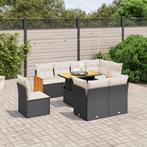 vidaXL 9-delige Loungeset met kussens poly rattan zwart, Verzenden, Nieuw, Rotan, Loungeset