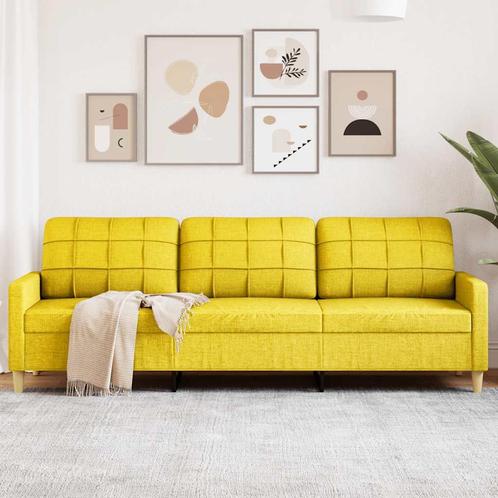 vidaXL Driezitsbank 210 cm stof lichtgeel, Huis en Inrichting, Banken | Bankstellen, Nieuw, Stof, Driepersoons, Verzenden