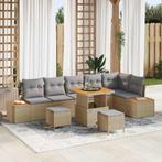 vidaXL Tuin Sofa Set met kussen 9 pcs Beige Poly riet, Tuin en Terras, Verzenden, Nieuw, Rotan
