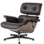 Draaibare Lounge Fauteuil – Walnoot & Donkerbruin Leer, Verzenden, Nieuw