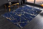 Design Tapijt MARBLE 240x160cm Royal Blue Gold Marble Look, Ophalen of Verzenden, Nieuw