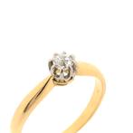 18 Krt. Gouden solitair ring met bolsjewiek diamant | Ca...., Gebruikt, Overige kleuren, Ophalen of Verzenden, Kleiner dan 17