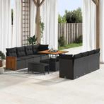 vidaXL Tuin Sofa Set 11 pcs Zwart 100 x 100 x 71 cm poly, Tuin en Terras, Tuinsets en Loungesets, Verzenden, Nieuw, Rotan