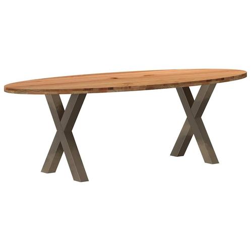 vidaXL Eettafel 240x100x74 cm ovaal massief eikenhout, Huis en Inrichting, Tafels | Eettafels, Nieuw, Verzenden