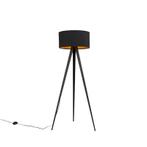 Vloerlamp zwart met kap zwart en gouden binnenkant - Ilse, Nieuw, Overige materialen, Modern, 100 tot 150 cm
