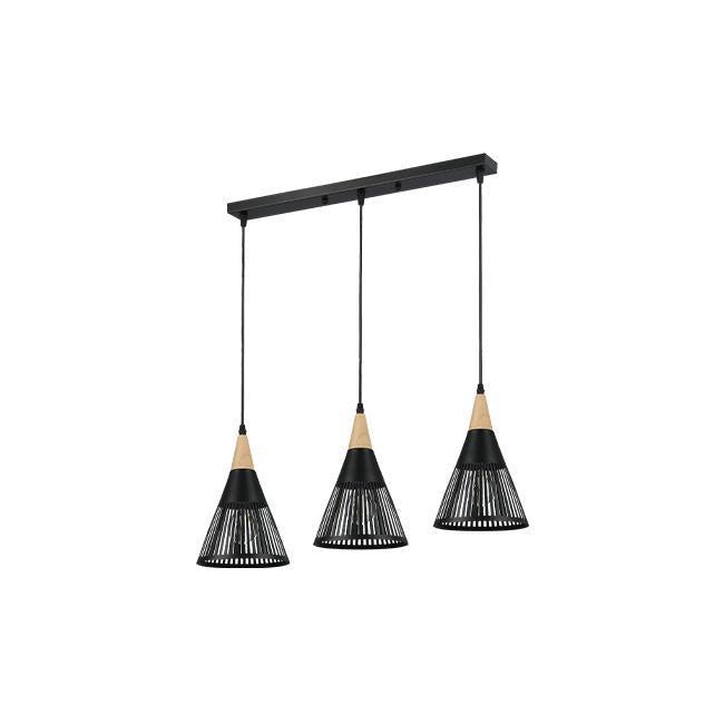 Hanglamp | Celestia | 30 cm | 3-lichts | Zwart/Hout, Huis en Inrichting, Lampen | Hanglampen, Nieuw, 75 cm of meer, Ophalen of Verzenden